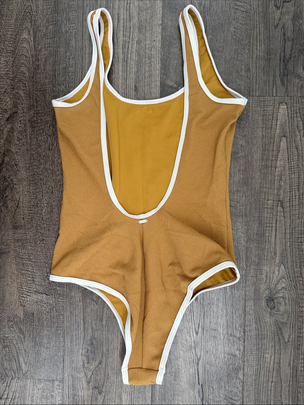 Rip Curl Mustard One-Piece Swimsuit with White Trim - Picture 2 of 3
